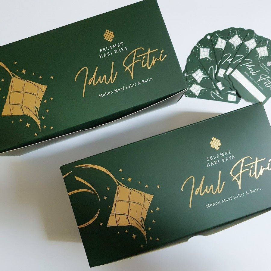 

5 Pcs Box Kue Lebaran Fitri Kardus Cake Brownies Lapis Legit Motif Hijau Ketupat Packaging Hampers Eid Mubarak Uk 25x12x10 cm