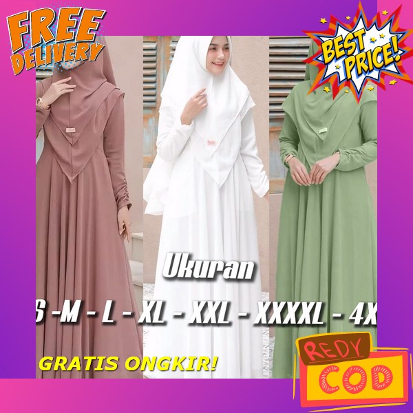 Malika Dress Baju Wanita Model Gamis Terbaru 2023 Mat Crinkle Airflow Mix Bordir Anti Kusut Fashion 