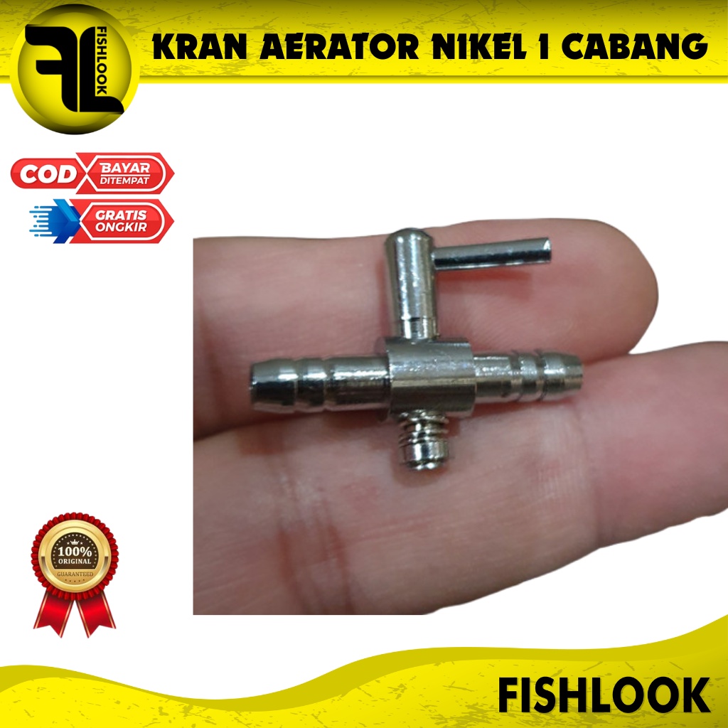 Kran Keran 1 Cabang Nikel Stainless Pembagi Udara Aerator Aquarium