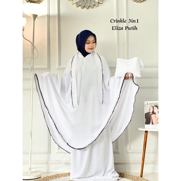 Mukena Crinkle 3in1 Eliza Jumbo Syari Traveling Umroh