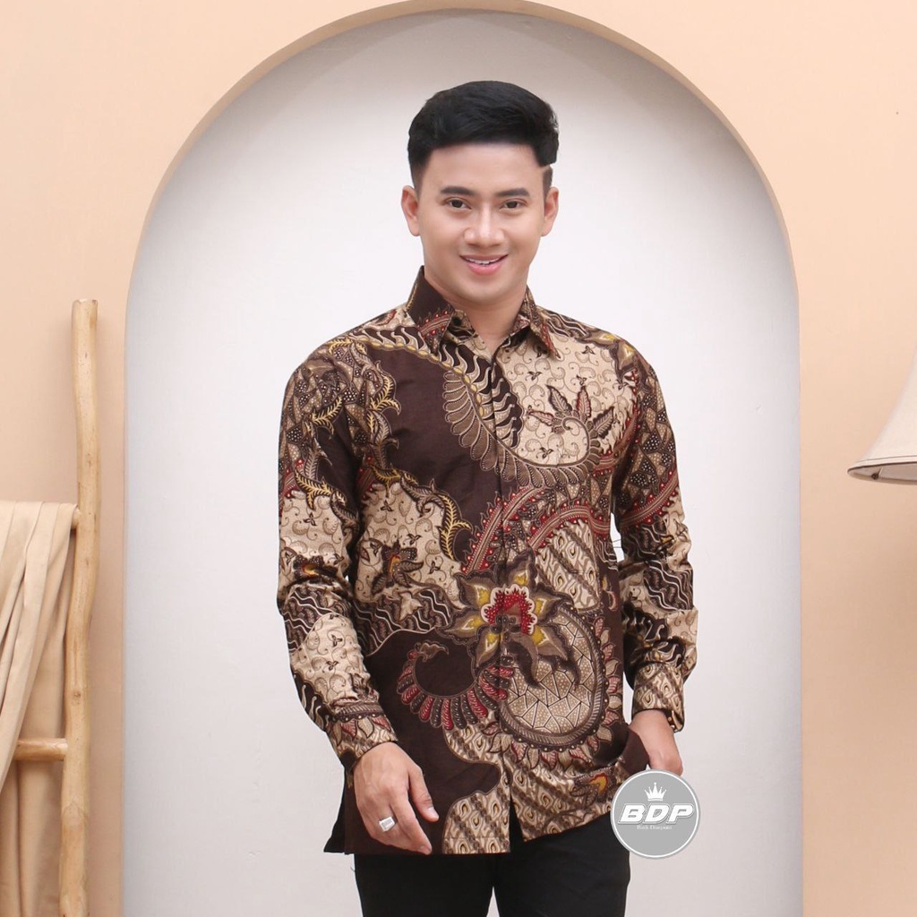 Kemeja Batik Pria Lengan Panjang M L XL XXL Baju Batik Pria Modern Batik Kerja Pria Batik Kantor Pria Seragam Batik