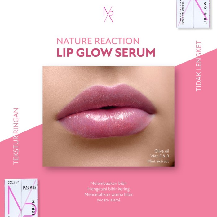 lip glow serum nr mencerahkan & melembabkan bibir kering original bpom