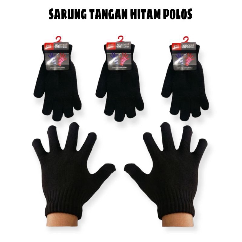 Sarung Tangan Polos Hitam Dewasa || Sarung Tangan Motor