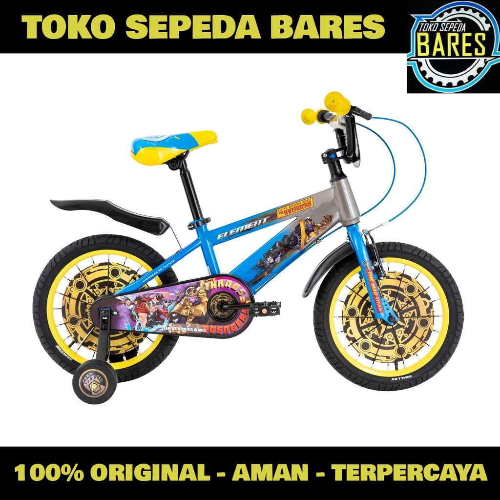 Sepeda BMX Anak 12 / 16 / 18 Element Marvel Series Hulk Buster / Avengers vs Thanos / Black Panther Edition