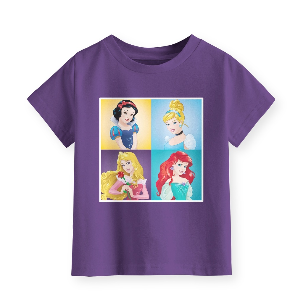 Kaos Anak Perempuan Unisex Motif Kartun Princess Warna Ungu Tua