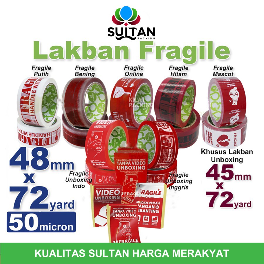 

Plakban Handle With Care Stiker Isolasi Lakban Fragile Solatip Satuan