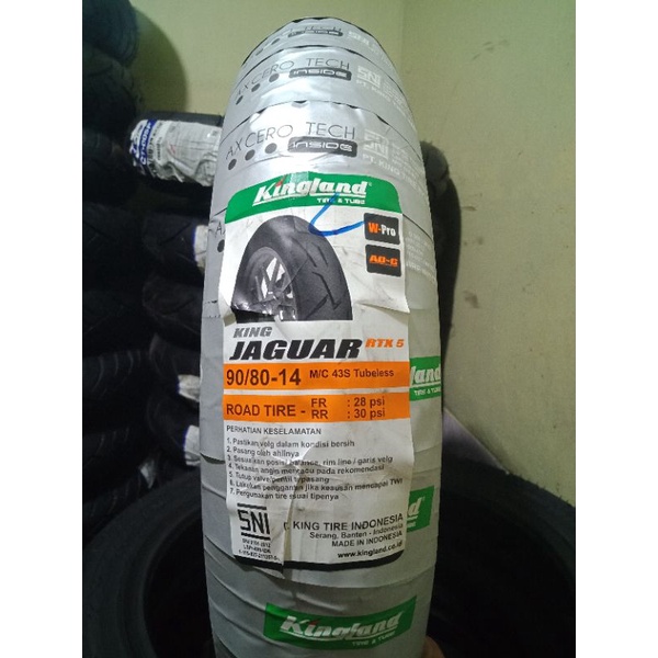 BAN TUBLES MATIC SOFT COMPOUND KINGLAND KING JAGUAR 90/80-14 BAN BARU ORIGINAL, FREE PENTIL