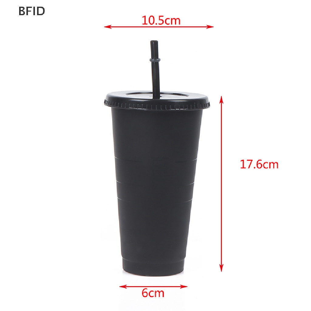 [BFID] Mug Sedotan Berubah Warna Minuman Dengan Tutup Tumbler Plastik Matte coffe bottle Cup [ID]