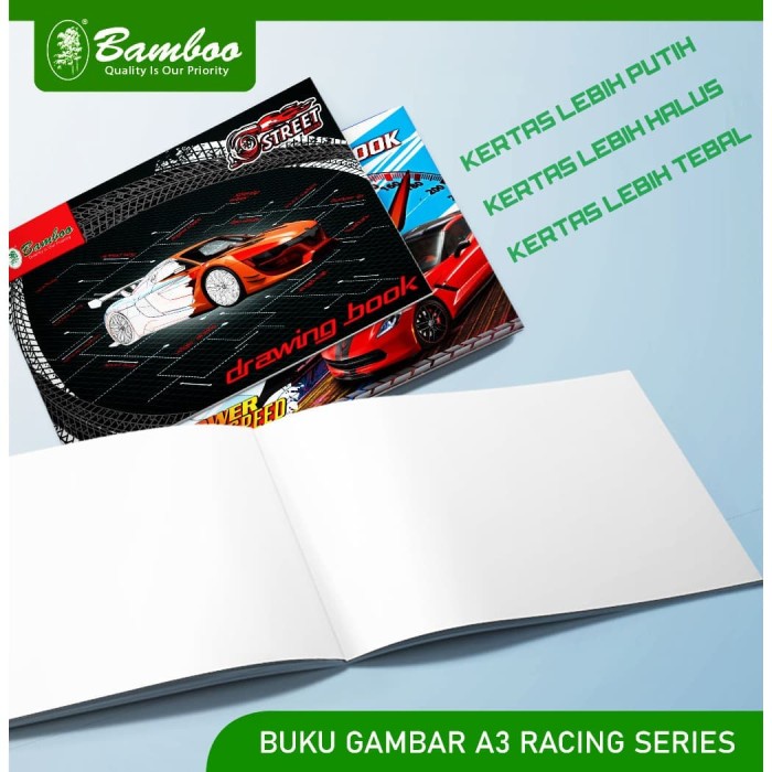 

Terlaris ✨ -Bamboo Buku Gambar/Drawing Book ukuran: A3 - Cover Racing [10 Pcs]- 2.1.23