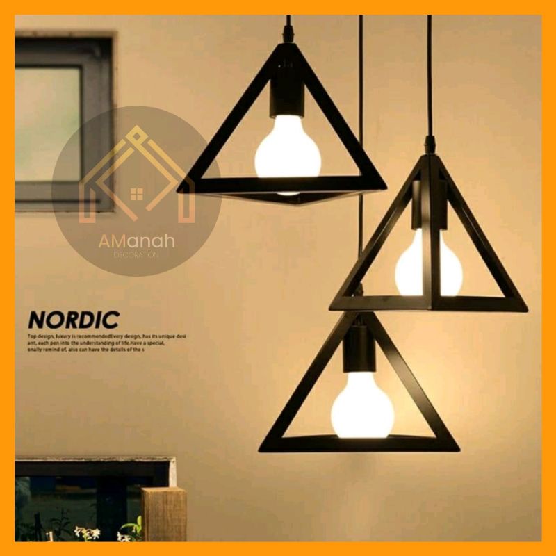 [COD] KAP SEGITIGA LAMPU GANTUNG BESI SIKU SANGKAR SEGITIGA BUDDIESSTORE