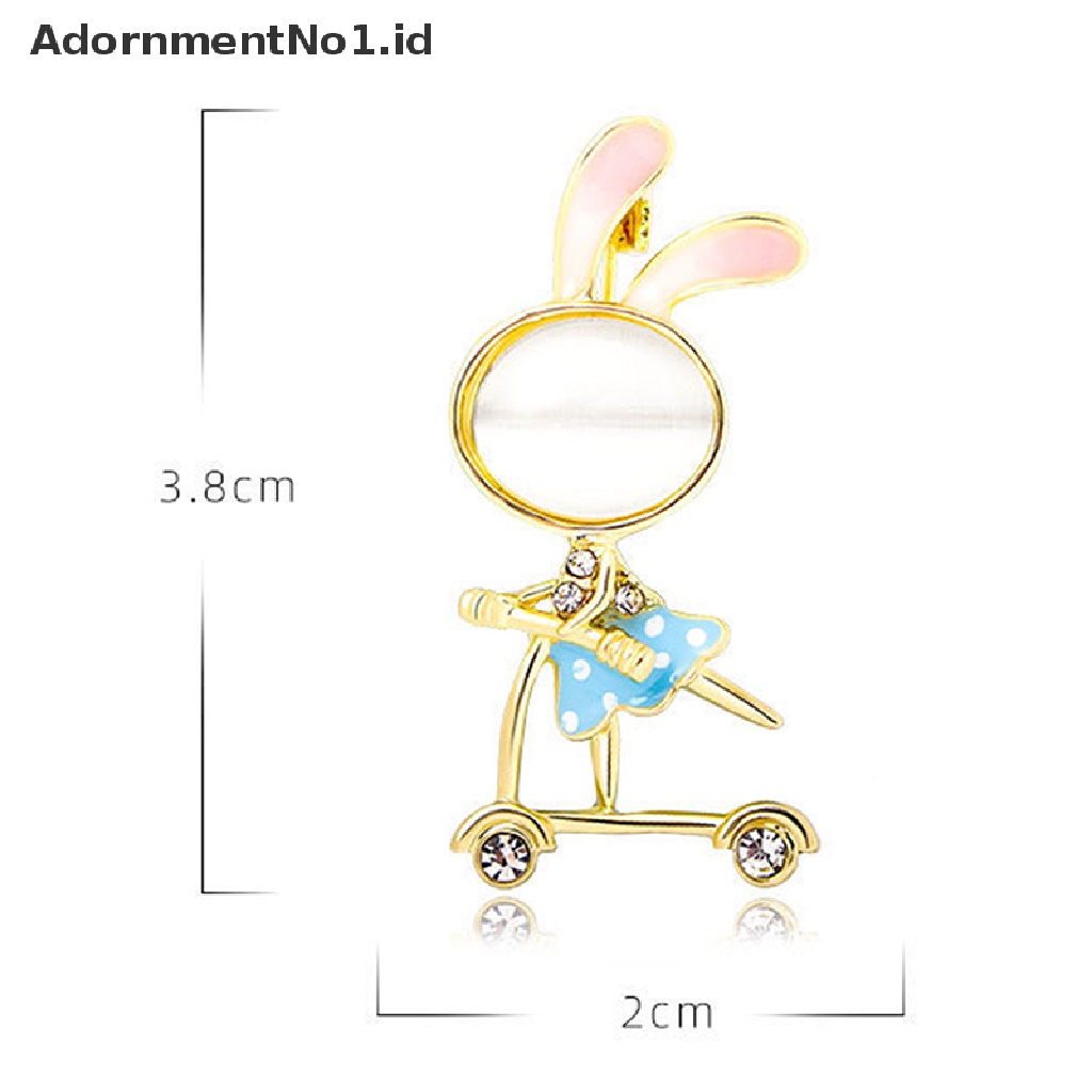 [AdornmentNo1] Opal Bunny On Skateboard Bros Untuk Wanita Kartun Rabbite Pin Enamel Hewan Pin Aksesoris Pakaian Fashion Perhiasan Hadiah [ID]