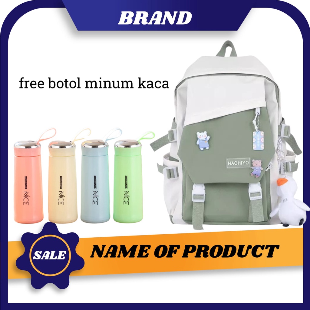 Tas Sekolah Anak Perempuan SD SMP SMA Ransel Kerja ORIGINAL Tas Sekolah Anak Laki-Laki Free Botol Minum Kaca