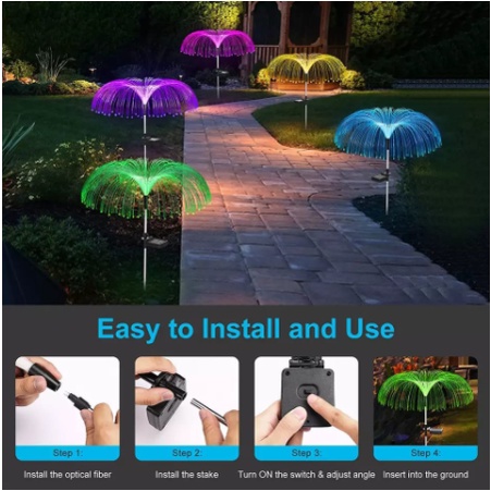 Lampu Taman Tenaga Surya Anti Air Bentuk Model Hujan Meteor Fiber Hiasan Taman 1 Box isi 5pcs