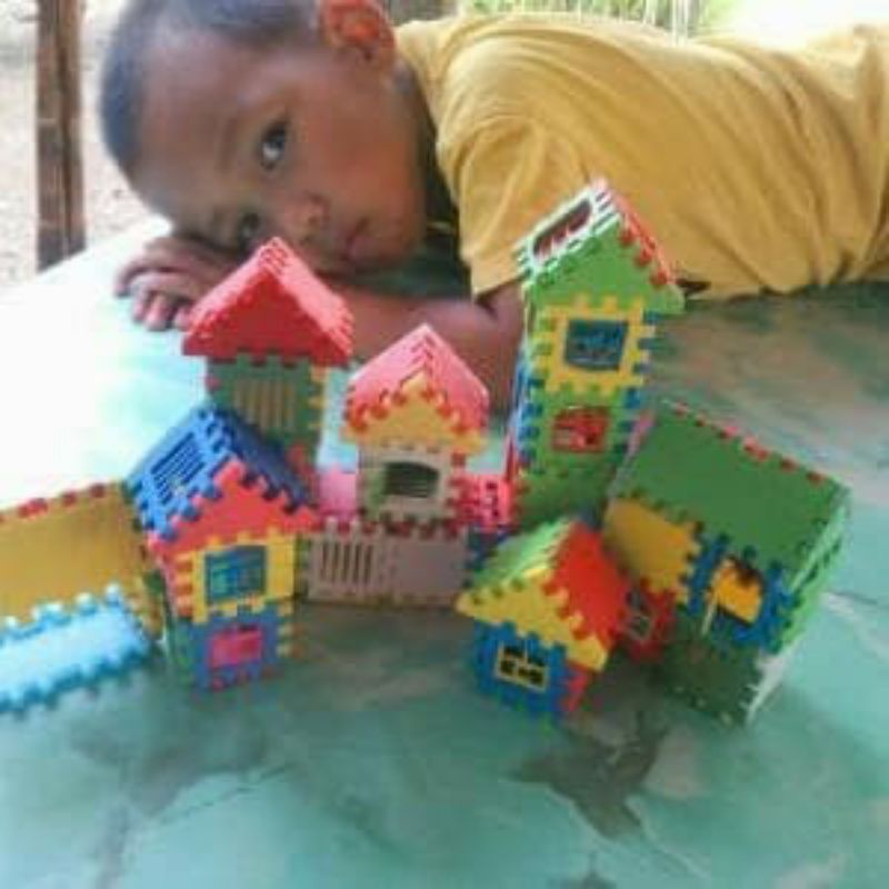 Mainan Funny Block Brick Susun Bentuk Rumah - Building Block Rumah Susun Anak Cewek Cowok