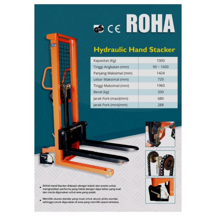 ROHA HYDRAULIC HAND STACKER 1 TON