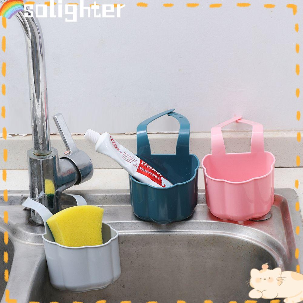 Solighter Wastafel Sponge Holder Alat Dapur Rumah Saringan Kran Organizer Debris Rak Sabun Drain Rack