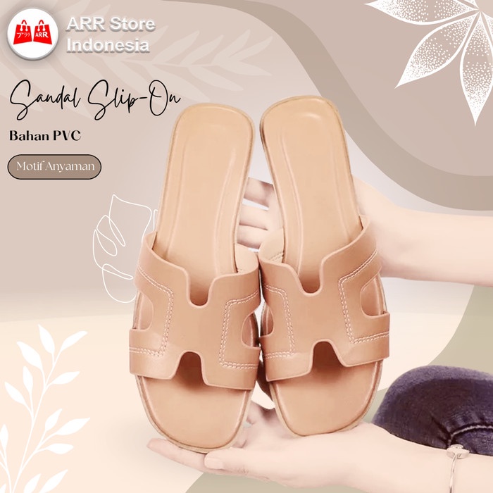 Sandal Wanita Slip On Sendal Selop Wanita Simple Flat Casual Import
