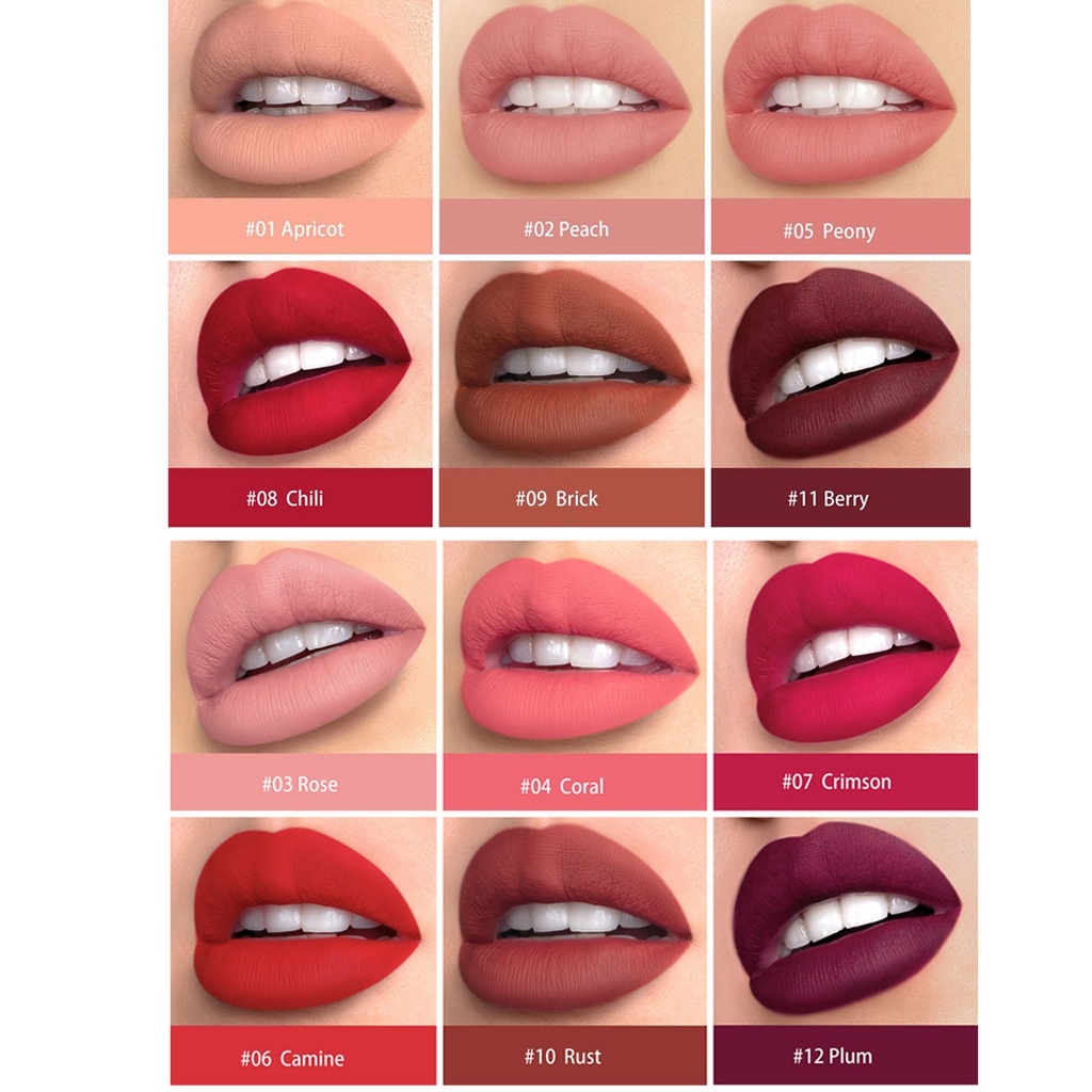 HANDAIYAN 12 Warna Matte Lip Liner Pensil Lipliner Tahan Lama Pensil Lipliner Tahan Air Alami Tahan Keringat Tidak Memudar Bibir Makeup