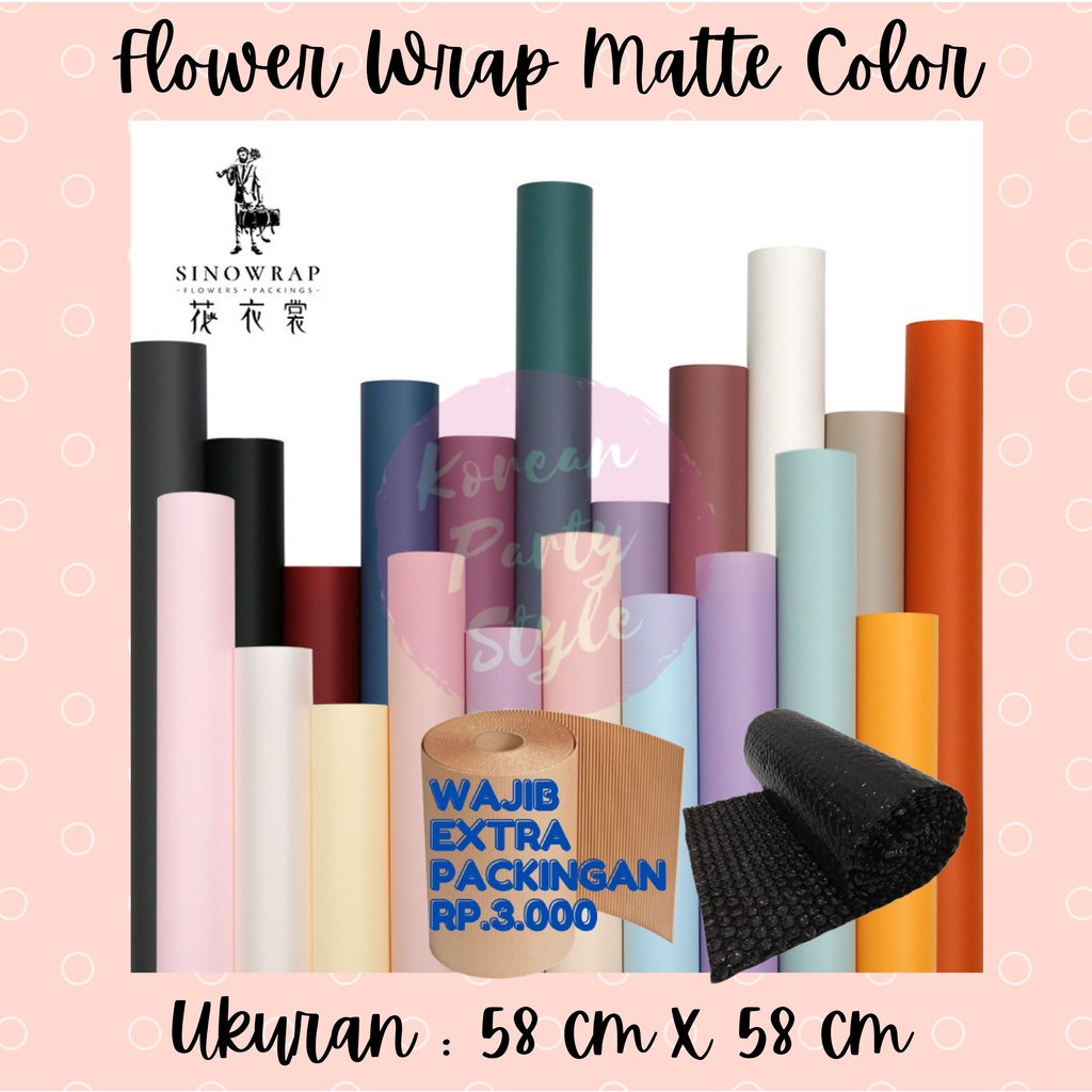 

(5 LEMBAR) KOREAN KERTAS BUNGA POLOS COLOR WARNA MATTE DOFF FLOWER WRAPPING BUNGA SATUAN CELLOPHANE BUKET BUNGA PAPER BISA CAMPUR WARNA WARNI
