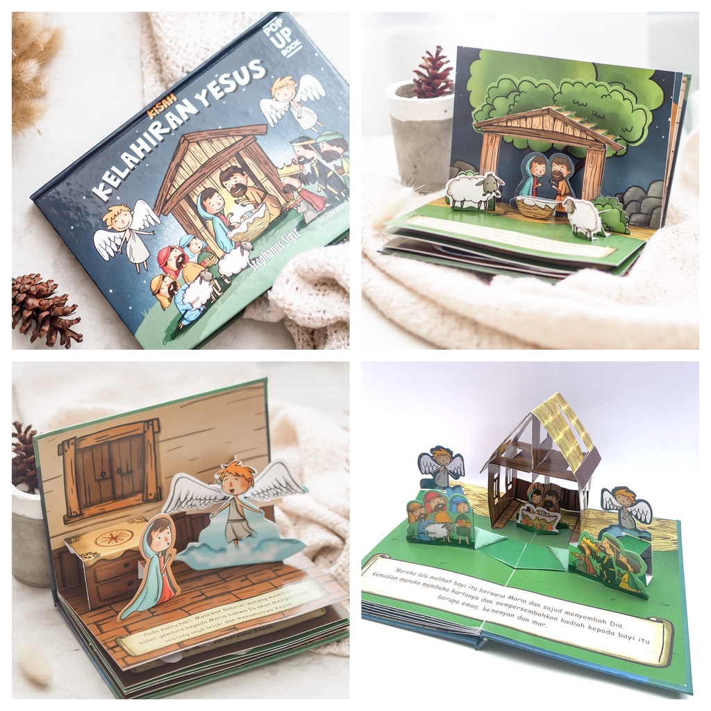 Pop Up Book Buku Permainan Edukasi Interaktif 3D Anak Balita Batita Sekolah Minggu Play Book 3 Dimensi Bahasa Indonesia Game Mainan Rohani Kristen Katolik Simulasi Guru