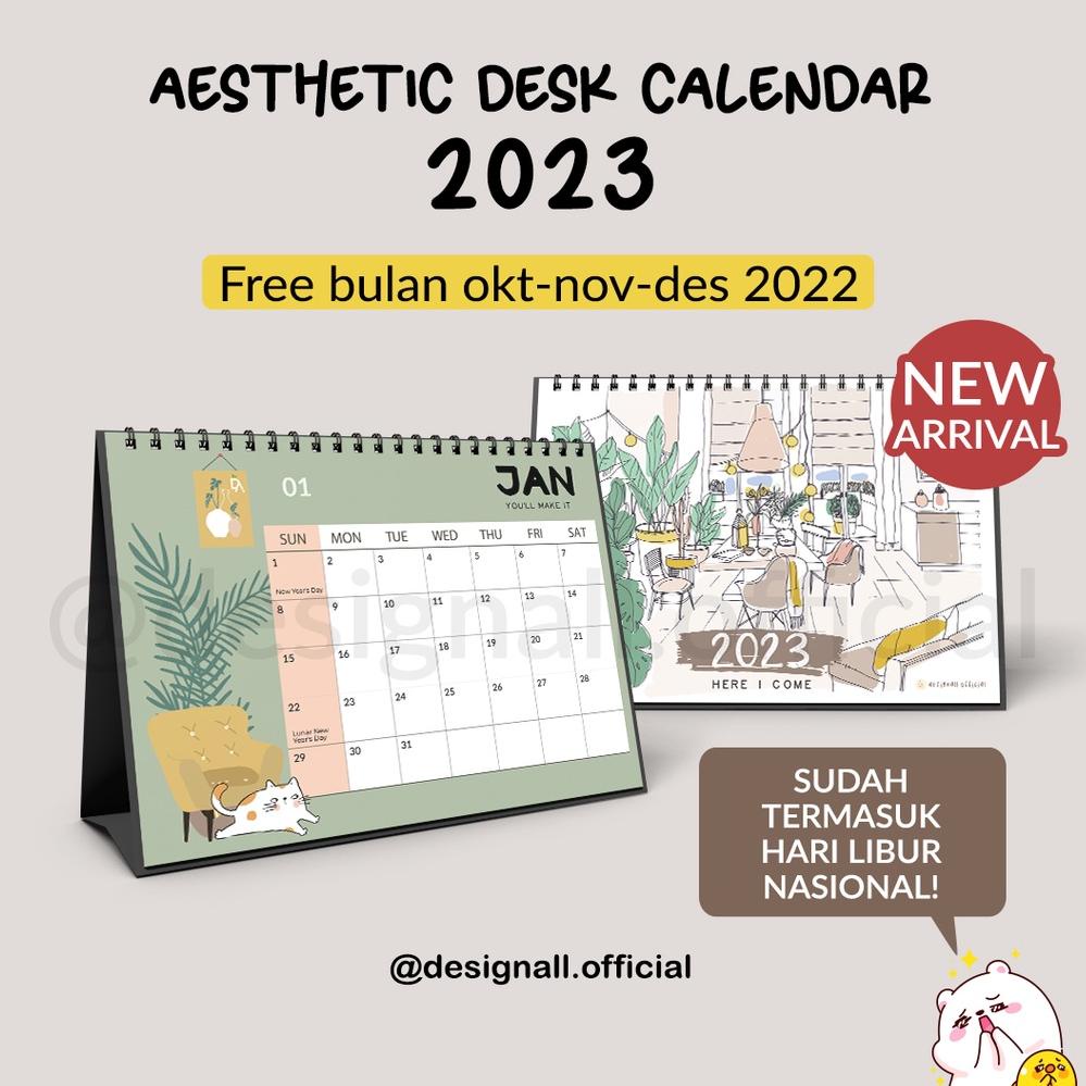 

■»► Designall Kalender Meja / Kalender Duduk Aesthetic Tahun 2023 Spiral FM