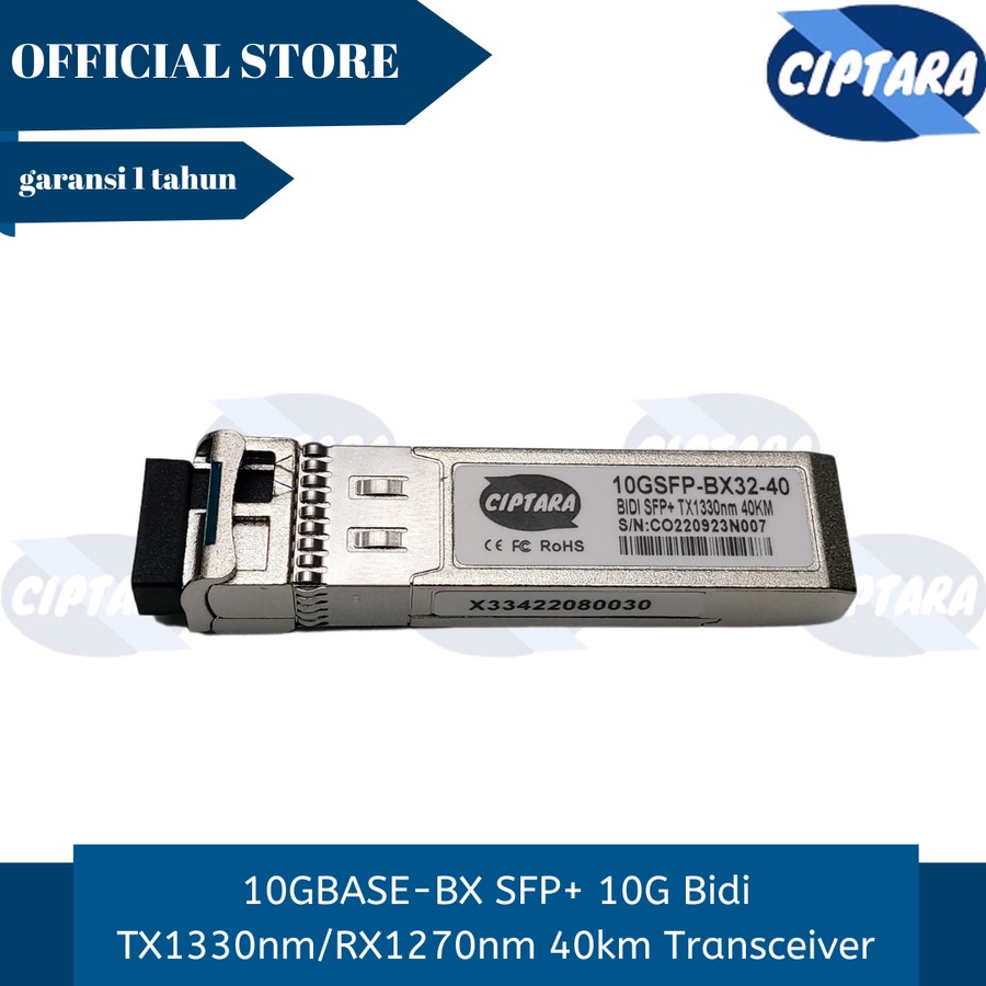 10GBASE-BX SFP+ 10G Bidi TX1330nm/RX1270nm 40km Transceiver