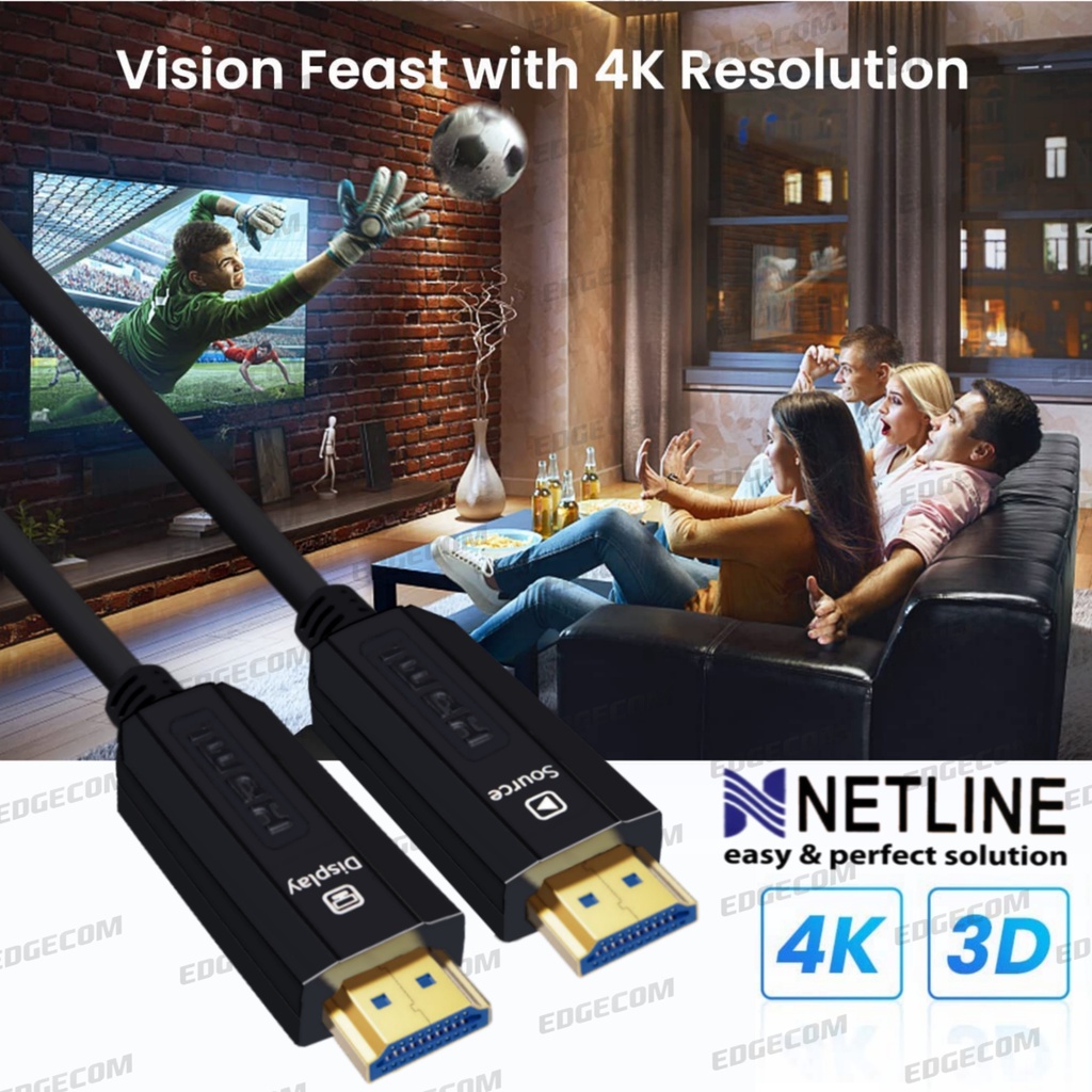 Kabel HDMI FO Fiber Optic V2.0 4K 40 Meter NETLINE