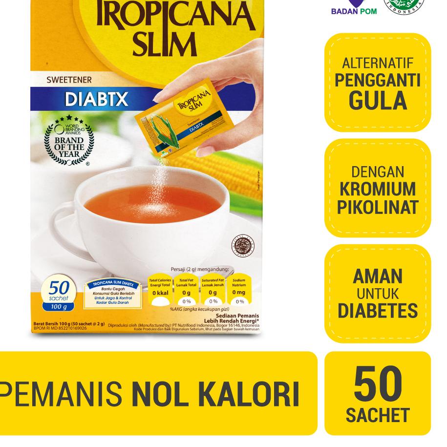 

Promo | KP8 | Tropicana Slim Sweetener Diabtx 50 Sachet - Pemanis untuk Diabetesi