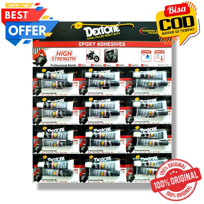 LEM BESI KAYU KACA AKRILIK CAMPUR DEXTONE EPOXY 5 MENIT 12GR RENCENG