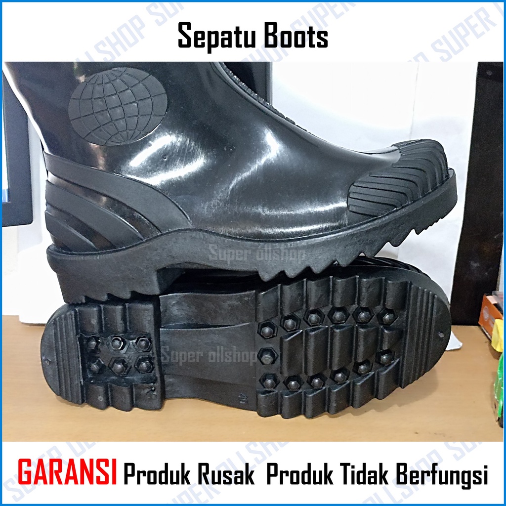 Sepatu Boots Berkebun Sawah Bangunan Anti Air Boot Kerja Proyek Spatu Bot Karet Anti Slip Boat Sapatu But Petani Bots Kebun Warna Hitam Murah