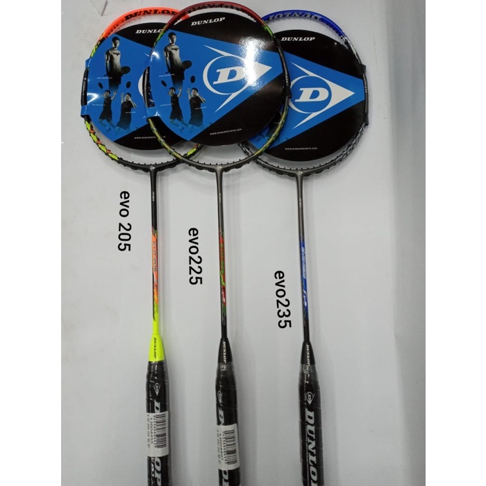 Raket Raket Badminton New Dunlop Evo 205/ Evo 225/ Evo 235 +Senar + Grip Ori