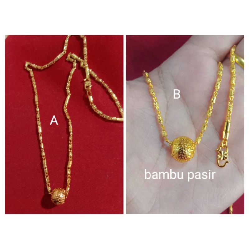 kalung bambu Boba anak dan dewasa lapis emas 24 k