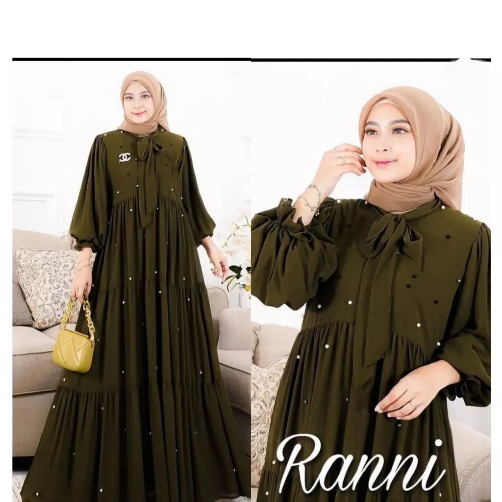 Ranni dress Gaun pesta muslimah Baju kondangan terbaru Gamis aplikasi mutiara mewah murah kekinian gamis 2023