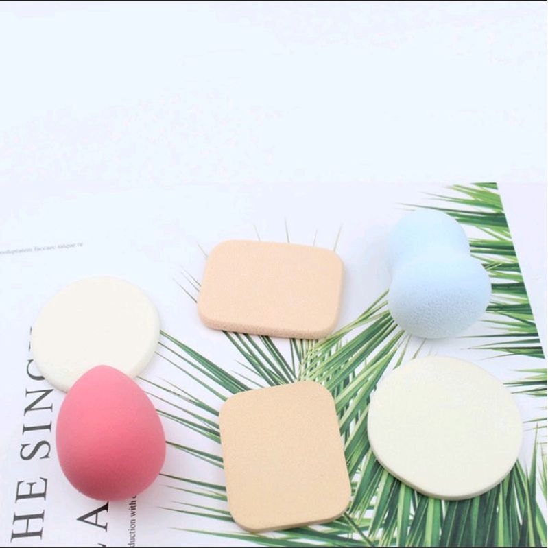 Spons Make Up Set 6 IN 1 Beauty Blender Sponge Bedak Isi 6 Pcs Powder Puff Foundation Makeup Puff Wajah Kemasan Plastik Import