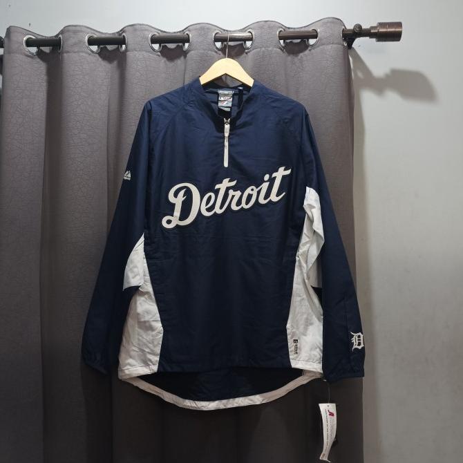 jaket Baseball MLB Majestic Detroit half zipp original