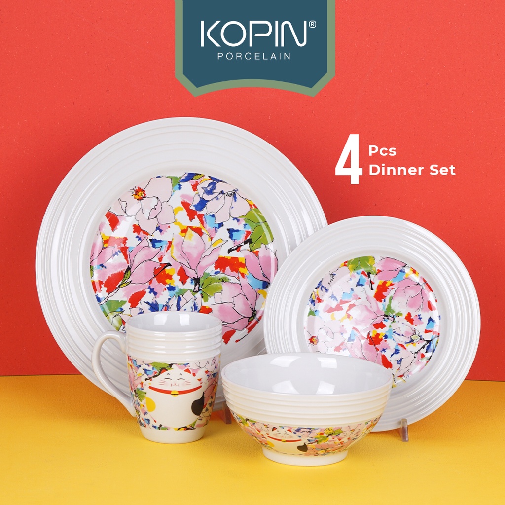 Dinner Set Keramik Porcelain ISI 4 PCS Model IMLEK 4 Tahun 2023 | KOPIN