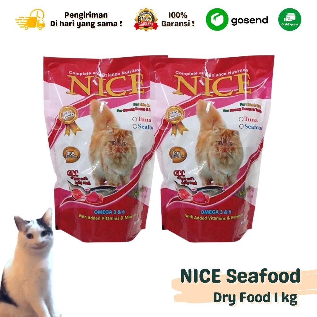 NICE MAKANAN KUCING 1 KG SEAFOOD BENTUK IKAN