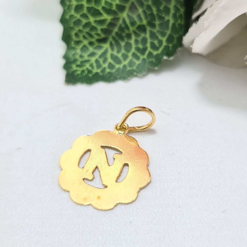 Liontin Emas Muda Huruf N Model Bunga