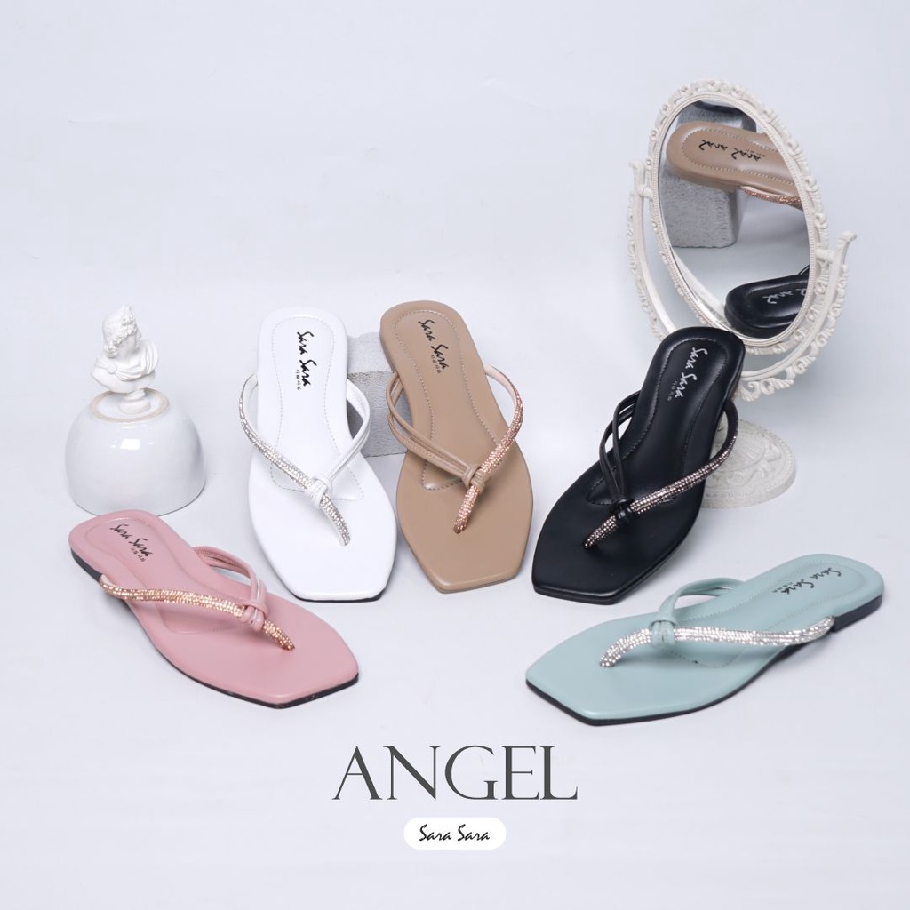 Sara Sara ANGEL Sandal Jepit Wanita sandal teplek empuk sandal flat terbaru