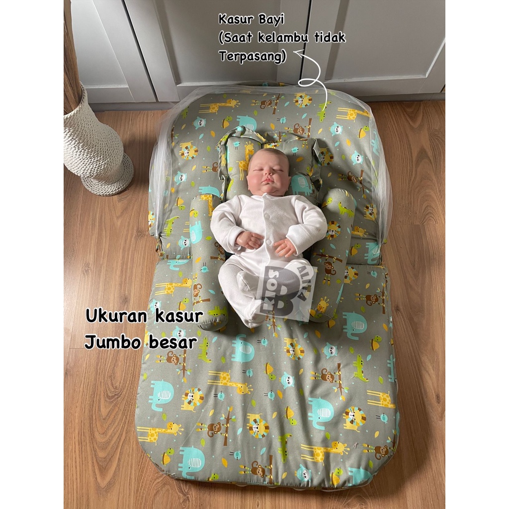 KASUR BAYI KELAMBU SET FREE BANTAL PEYANG BAYI + 2 GULING BAYI (KASUR BISA DI LIPAT) / KADO BAYI LAHIRAN TERMURAH