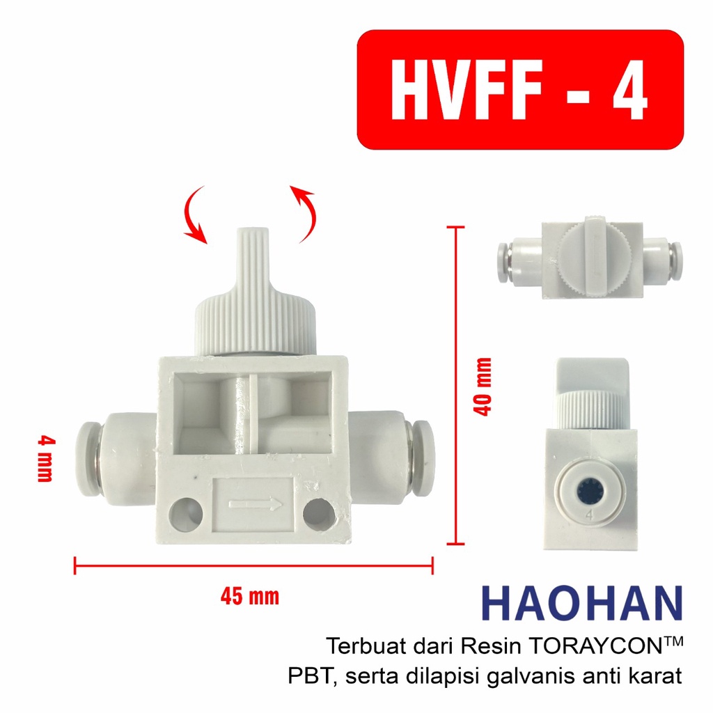 FITTING PNEUMATIC VALVE HVFF MM HAND STOP MINI KRAN AIR UDARA UNTUK SELANG PU