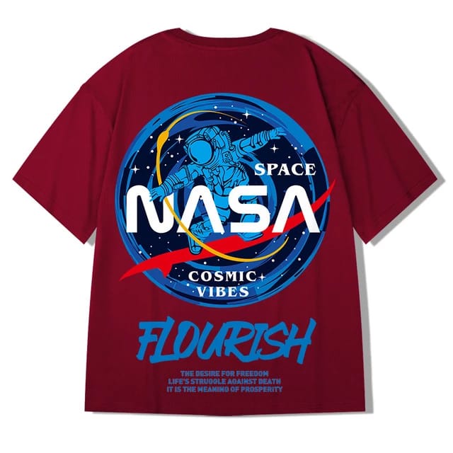 T-Shirt NASA FLOURISH Kaos Pria Wanita Baju Unisex Bahan Katun 24's Ukuran S M L XL XXL XXXL