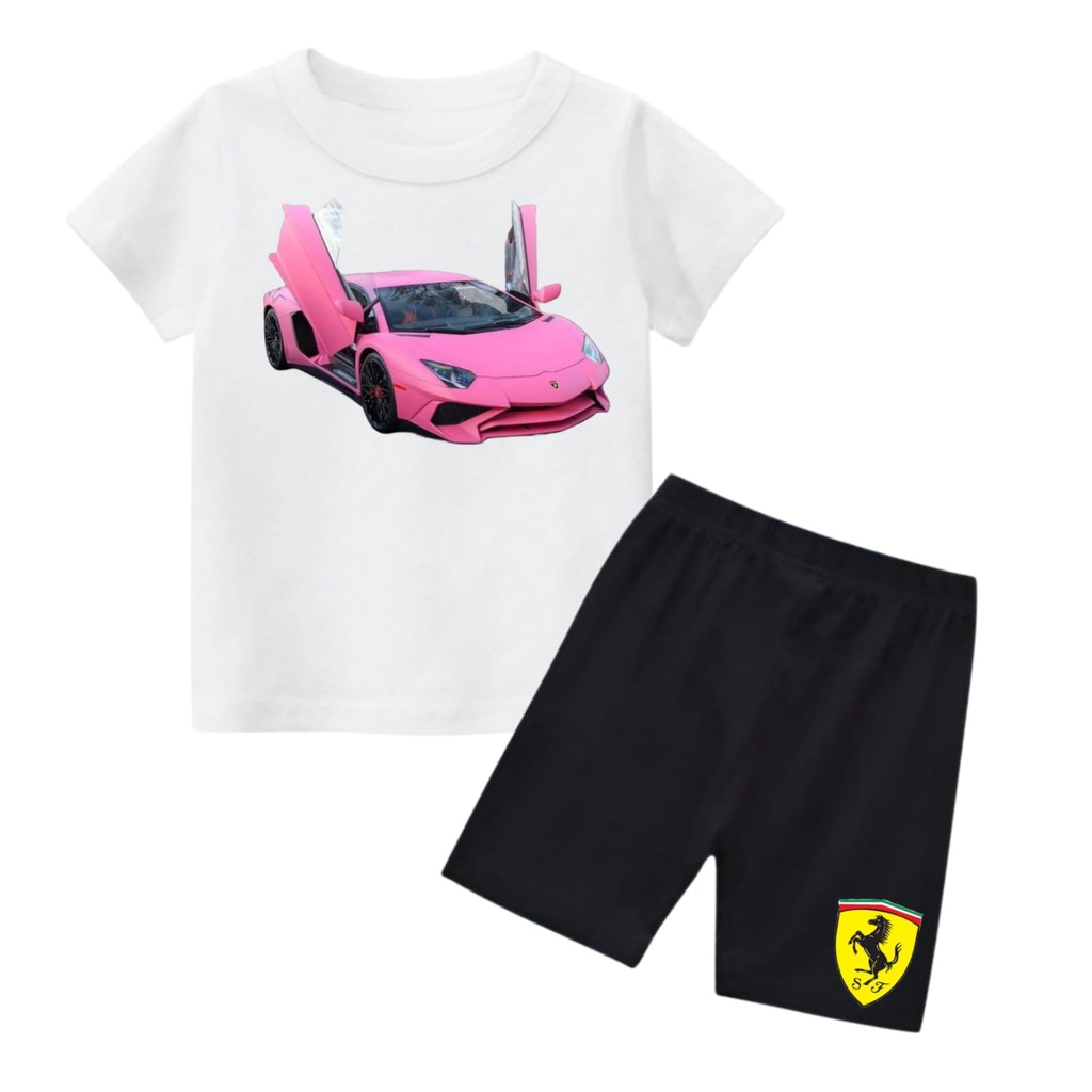 Hzl_outfit Setelan Kaos Baju Anak Anak Super Car Ferari/Super Car