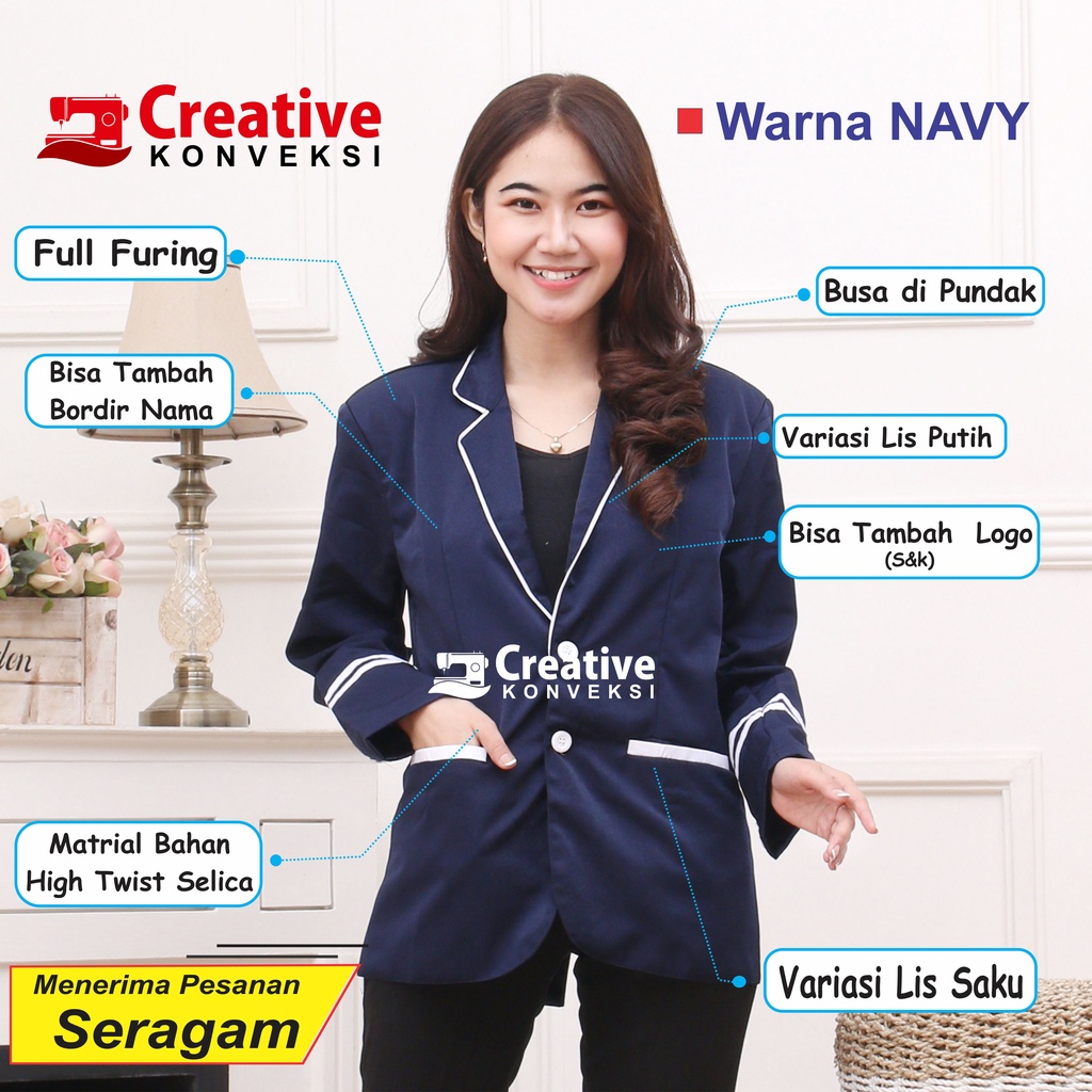 (BISA COD) Jas Sekolah navy lis putih BISA TAMBAH BORDIR OSIS , Spesialis Jas Almamater Sekolah pondok pesantren / jas osis komunitas, jas santri / BLAZER NAVY / JAS ROHIS