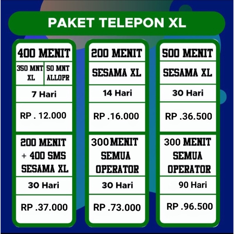 PAKET NELPON XL HARIAN DAN BULANAN