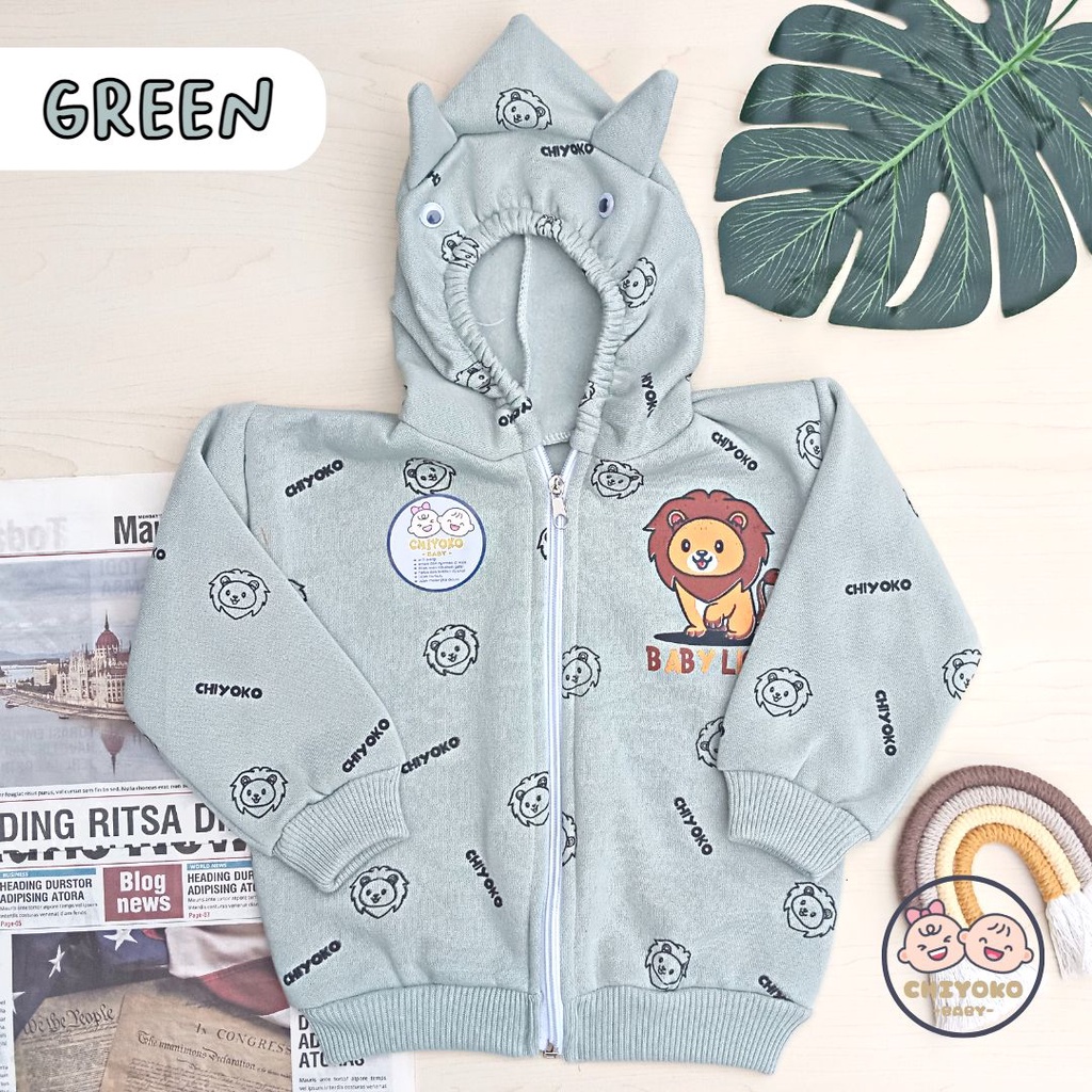 Jaket Hoodie Fleece Bayi, Sweater Anak Murah dan Hangat BABY LION Chiyoko Baby