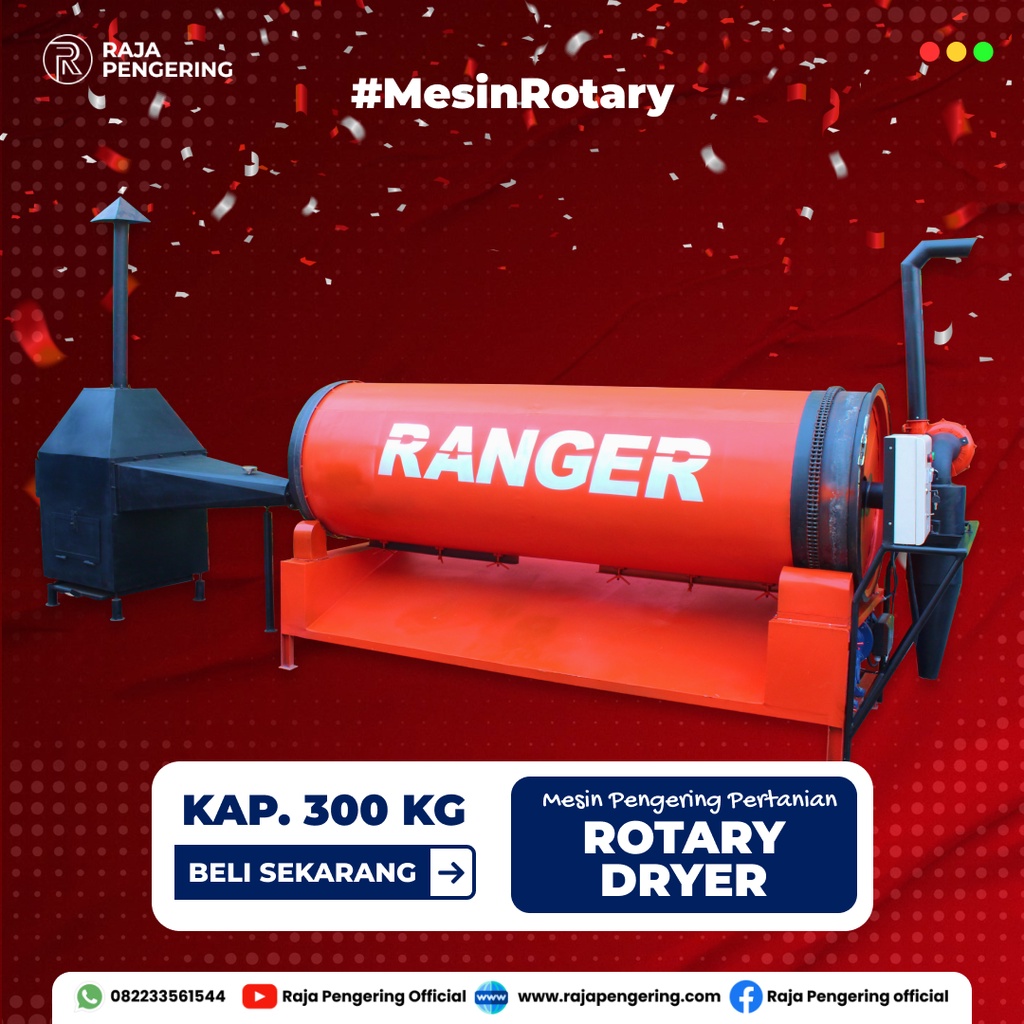 Jual Mesin Pengering Serbuk Ampas Kopi Tembakau Rotary Dryer Kap Kg Statis Tipe Kayu Bakar