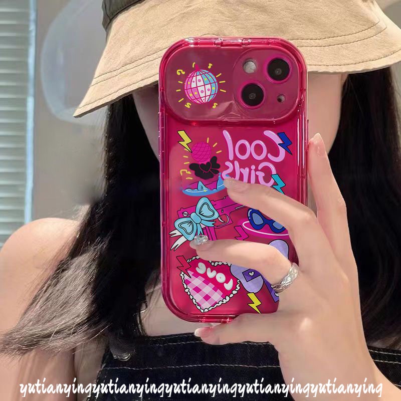 IPHONE Case Cermin Make Up Kompatibel Untuk Iphone11 12 13 14 Pro MAX XR 7 8 14 Plus X XS MAX SE 2020 Kartun Lucu Funny Graffiti Sticker Flip Phone Soft Case