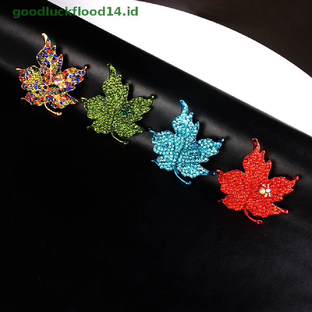 [GOOGFOUR] Warna-warni Maple Leaf Shaped Bros Pin Pakaian Pernikahan Berlian Imitasi Daun Pin [TOP]