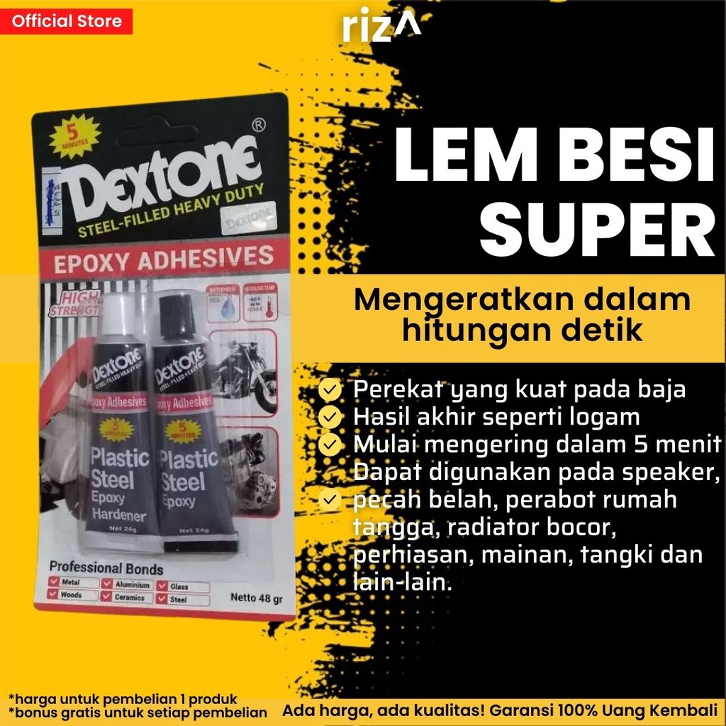 Lem Besi Super Kuat Dextone Anti Panas Instant Glue Super Epoxy Adhesive Perekat Baja Logam Alumuniu